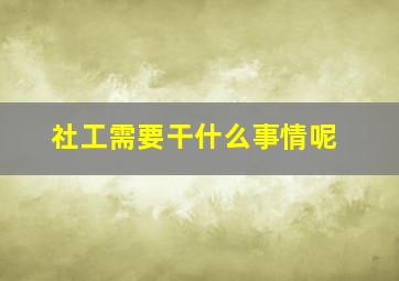 社工需要干什么事情呢