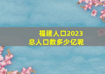 福建人口2023总人口数多少亿呢