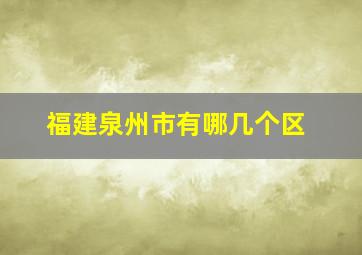 福建泉州市有哪几个区