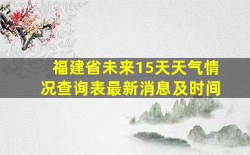 福建省未来15天天气情况查询表最新消息及时间