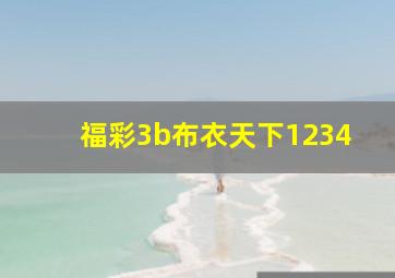 福彩3b布衣天下1234