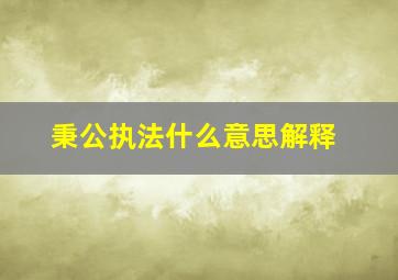 秉公执法什么意思解释