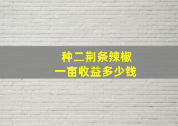 种二荆条辣椒一亩收益多少钱