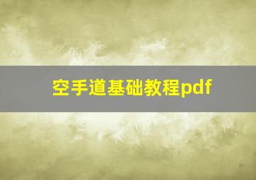 空手道基础教程pdf