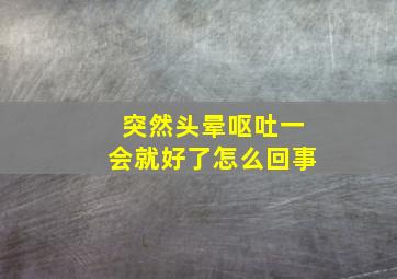 突然头晕呕吐一会就好了怎么回事