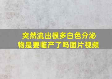 突然流出很多白色分泌物是要临产了吗图片视频