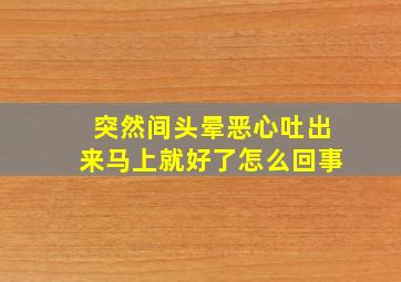 突然间头晕恶心吐出来马上就好了怎么回事