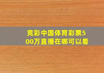 竞彩中国体育彩票500万直播在哪可以看