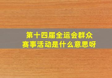 第十四届全运会群众赛事活动是什么意思呀