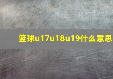 篮球u17u18u19什么意思