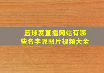 篮球赛直播网站有哪些名字呢图片视频大全