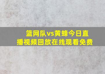 篮网队vs黄蜂今日直播视频回放在线观看免费