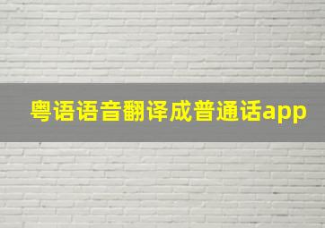 粤语语音翻译成普通话app