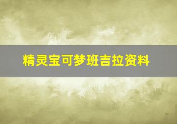 精灵宝可梦班吉拉资料