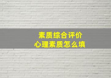 素质综合评价心理素质怎么填