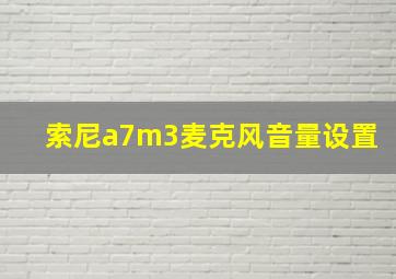 索尼a7m3麦克风音量设置