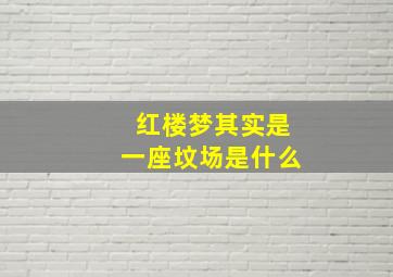 红楼梦其实是一座坟场是什么