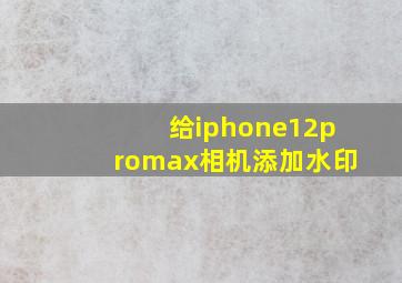 给iphone12promax相机添加水印