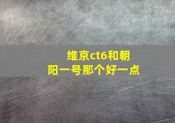 维京ct6和朝阳一号那个好一点