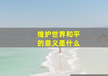 维护世界和平的意义是什么