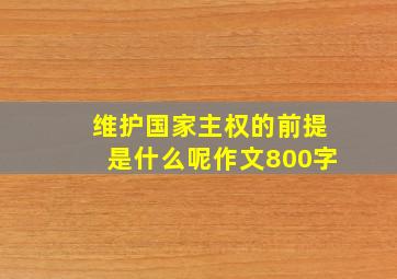 维护国家主权的前提是什么呢作文800字