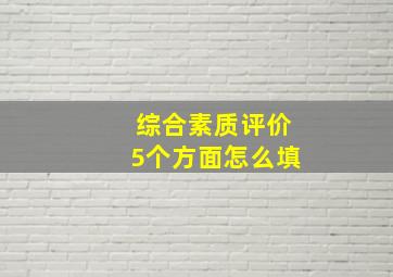 综合素质评价5个方面怎么填