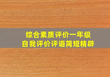 综合素质评价一年级自我评价评语简短精辟