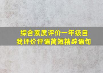 综合素质评价一年级自我评价评语简短精辟语句