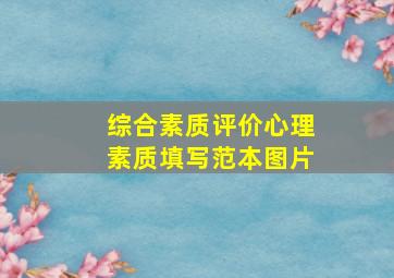 综合素质评价心理素质填写范本图片