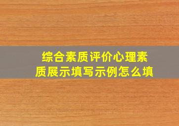 综合素质评价心理素质展示填写示例怎么填