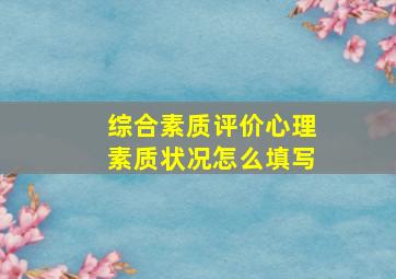 综合素质评价心理素质状况怎么填写