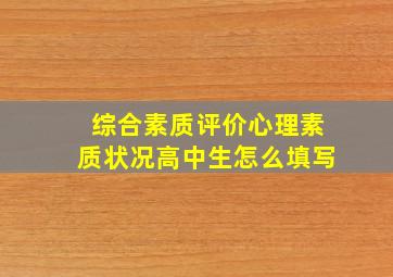 综合素质评价心理素质状况高中生怎么填写