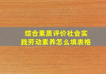 综合素质评价社会实践劳动素养怎么填表格