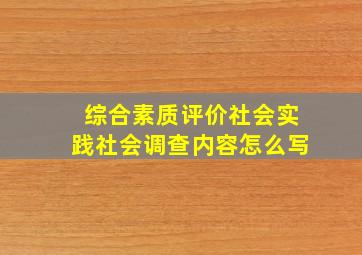 综合素质评价社会实践社会调查内容怎么写