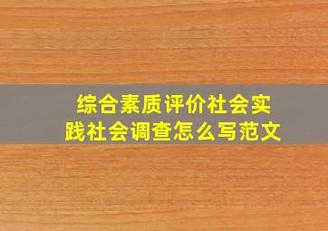 综合素质评价社会实践社会调查怎么写范文