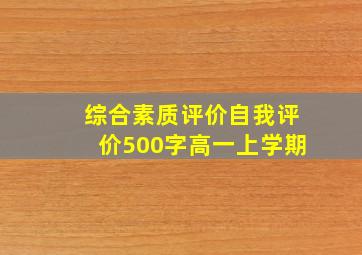 综合素质评价自我评价500字高一上学期