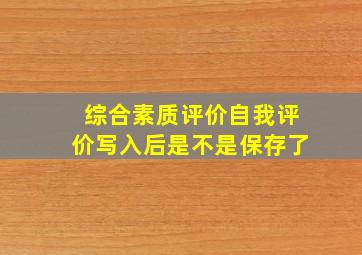 综合素质评价自我评价写入后是不是保存了