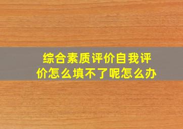 综合素质评价自我评价怎么填不了呢怎么办