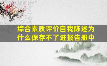 综合素质评价自我陈述为什么保存不了进报告册中