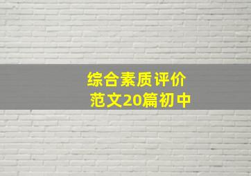 综合素质评价范文20篇初中