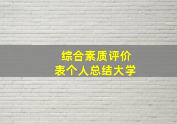 综合素质评价表个人总结大学