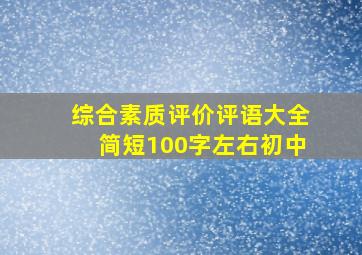 综合素质评价评语大全简短100字左右初中