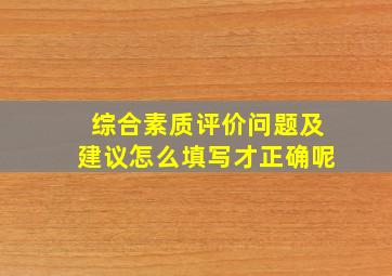 综合素质评价问题及建议怎么填写才正确呢