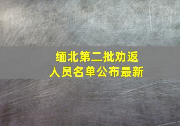 缅北第二批劝返人员名单公布最新