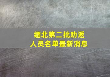 缅北第二批劝返人员名单最新消息