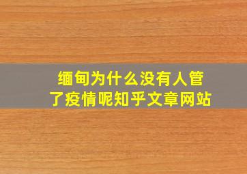 缅甸为什么没有人管了疫情呢知乎文章网站