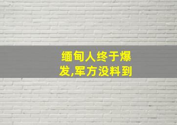 缅甸人终于爆发,军方没料到