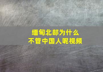 缅甸北部为什么不管中国人呢视频