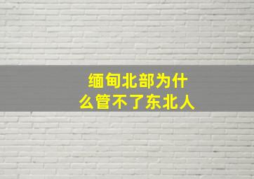 缅甸北部为什么管不了东北人