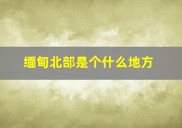 缅甸北部是个什么地方